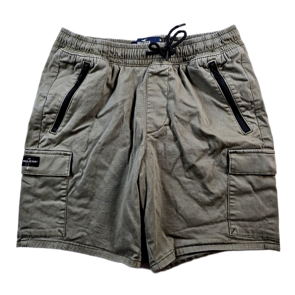 Hollister Cargo Shorts Mens Medium Olive Green Cotton Stretch Jogger Short